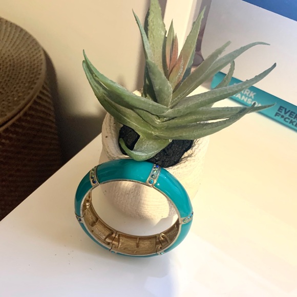 Vintage Blue Jeweled Bangle - Picture 2 of 7